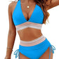 ⏰Last Day Special Price 🔥50%OFF ⛱️2026 High Waisted Tummy Control Color Block Bikini Sets, Flattering High Cut Two Piece Swimsuit for All Body Shapes