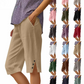 ⏳TIME-LIMITED SPECIAL ONLY $22.98!⏰ Women's Casual Solid Color Pocket Capri Pants, Soft Stretch Cropped Trousers Daily Walking Capris