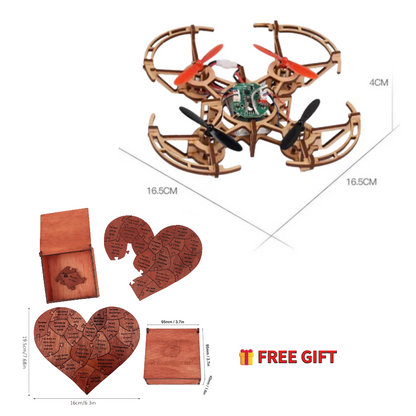 🎁🔥 HOT SALE 50%OFF 🔥🧩 DIY Wooden Drone Building Kit 🚁🎁Free "Reasons Why I Love You" Wooden Heart Puzzle Ornament