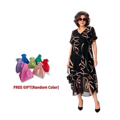 🔥60% OFF Half Price 💝✨Flowy V-Neck Printed Long Dress Loose Casual Maxi Dress Summer Beach Vacation Outfit