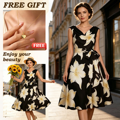 🎁 Limited Time Gift! Free Heart Necklace 💖🔥50% OFF Half Price 👗Women's Sleeveless Floral Print Dress, Lightweight Flowy Summer Dress for Party, Beach & Daily Wear