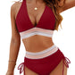 ⏰Last Day Special Price 🔥50%OFF ⛱️2026 High Waisted Tummy Control Color Block Bikini Sets, Flattering High Cut Two Piece Swimsuit for All Body Shapes