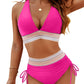 ⏰Last Day Special Price 🔥50%OFF ⛱️2026 High Waisted Tummy Control Color Block Bikini Sets, Flattering High Cut Two Piece Swimsuit for All Body Shapes