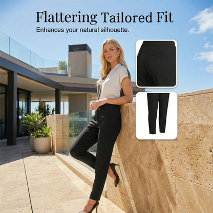 ⏳LIMITED OFFER 70%OFF🌞Women’s Fitted High-Waisted Zip-Pocket Trousers - 👖Lightweight, Breathable, Soft 26"/27" Ankle Pants with Zipper Pockets