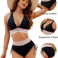 ⏰Last Day Special Price 🔥50%OFF ⛱️2026 High Waisted Tummy Control Color Block Bikini Sets, Flattering High Cut Two Piece Swimsuit for All Body Shapes