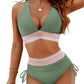 ⏰Last Day Special Price 🔥50%OFF ⛱️2026 High Waisted Tummy Control Color Block Bikini Sets, Flattering High Cut Two Piece Swimsuit for All Body Shapes