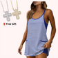 🚨Limited Time 50% Off Striped Tankini Dress with Pockets, High Waist Conservative Swimwear (🎁Free Gift:Random Color Cross Pendant Necklace (Comes with Gift Box))