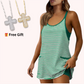 🚨Limited Time 50% Off Striped Tankini Dress with Pockets, High Waist Conservative Swimwear (🎁Free Gift:Random Color Cross Pendant Necklace (Comes with Gift Box))