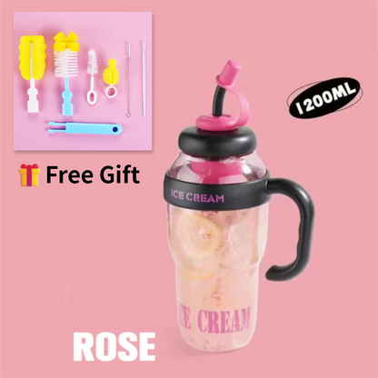 ✨Last Day 60% OFF🔥Stylish Large Capacity Sports Water Bottle with Straw (🎁FREE 7-in-1 Cleaning Brush Set)