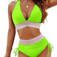 ⏰Last Day Special Price 🔥50%OFF ⛱️2026 High Waisted Tummy Control Color Block Bikini Sets, Flattering High Cut Two Piece Swimsuit for All Body Shapes