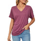 💕New Arrival💕V-Neck Solid Color Loose Ladies Tops