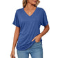 💕New Arrival💕V-Neck Solid Color Loose Ladies Tops