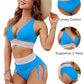 ⏰Last Day Special Price 🔥50%OFF ⛱️2026 High Waisted Tummy Control Color Block Bikini Sets, Flattering High Cut Two Piece Swimsuit for All Body Shapes