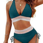 ⏰Last Day Special Price 🔥50%OFF ⛱️2026 High Waisted Tummy Control Color Block Bikini Sets, Flattering High Cut Two Piece Swimsuit for All Body Shapes