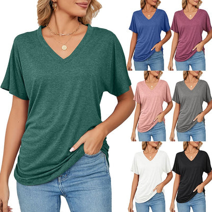 💕New Arrival💕V-Neck Solid Color Loose Ladies Tops