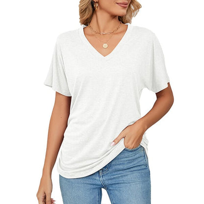 ⏰Last Day Sale 65% OFF🥰 💕V-Neck Solid Color Loose Ladies Tops🎁 Free Gift: One Multi-layer Stackable Necklace