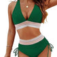 ⏰Last Day Special Price 🔥50%OFF ⛱️2026 High Waisted Tummy Control Color Block Bikini Sets, Flattering High Cut Two Piece Swimsuit for All Body Shapes
