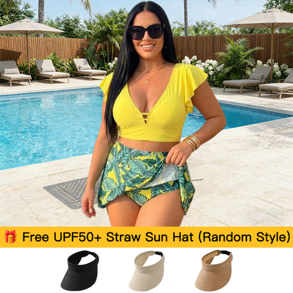 ⏰Last Day Sale 65% OFF Tropical Print Skirted Two Piece Swimsuit Quick Dry Beach Bathing Suit(💕Buy 2 Save Extra 10%& 📦Free Shipping)