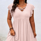 ✨LIMITED-TIME 50% OFF! 👗 Plus Size Women's V-Neck Ruffle Trim Dress, Soft Fabric Flattering Casual Party Dress for All Occasions