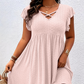 ✨LIMITED-TIME 50% OFF! 👗 Plus Size Women's V-Neck Ruffle Trim Dress, Soft Fabric Flattering Casual Party Dress for All Occasions