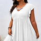 ✨LIMITED-TIME 50% OFF! 👗 Plus Size Women's V-Neck Ruffle Trim Dress, Soft Fabric Flattering Casual Party Dress for All Occasions