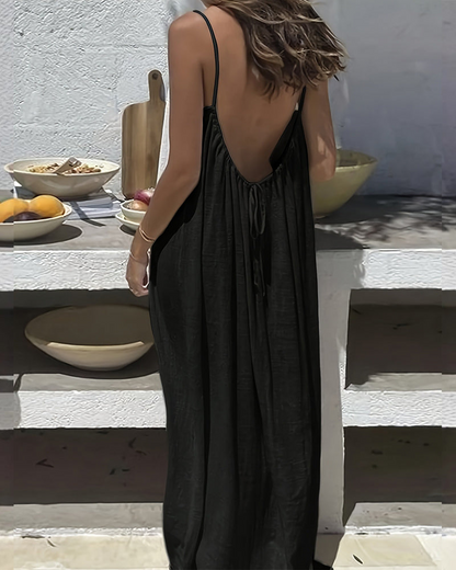 💕💖LAST DAY SALE 50% OFF!💃Women's Solid Color Backless Cami Dress