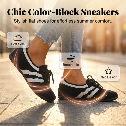 ⏳Time-Limited Special⏰Women's Retro Wave Stripe Lace-Up Sneakers