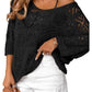 🔥50% OFF Boho Summer Chic Women's Crochet Openwork 3/4 Sleeve Knit Top, Breathable Lightweight Hollow Out Cover Up, Versatile Beach Vacation Layering Top