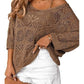 🔥50% OFF Boho Summer Chic Women's Crochet Openwork 3/4 Sleeve Knit Top, Breathable Lightweight Hollow Out Cover Up, Versatile Beach Vacation Layering Top
