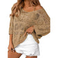 🔥50% OFF Boho Summer Chic Women's Crochet Openwork 3/4 Sleeve Knit Top, Breathable Lightweight Hollow Out Cover Up, Versatile Beach Vacation Layering Top