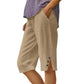⏳TIME-LIMITED SPECIAL ONLY $22.98!⏰ Women's Casual Solid Color Pocket Capri Pants, Soft Stretch Cropped Trousers Daily Walking Capris