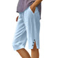 ⏳TIME-LIMITED SPECIAL ONLY $22.98!⏰ Women's Casual Solid Color Pocket Capri Pants, Soft Stretch Cropped Trousers Daily Walking Capris