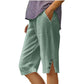 ⏳TIME-LIMITED SPECIAL ONLY $22.98!⏰ Women's Casual Solid Color Pocket Capri Pants, Soft Stretch Cropped Trousers Daily Walking Capris