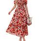 💥FREE SHIPPING💃Women's Floral Square Neck Puff Short Sleeve Smocked Tiered Dress