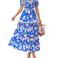 💥FREE SHIPPING💃Women's Floral Square Neck Puff Short Sleeve Smocked Tiered Dress