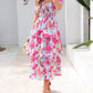 💥FREE SHIPPING💃Women's Floral Square Neck Puff Short Sleeve Smocked Tiered Dress