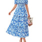💥FREE SHIPPING💃Women's Floral Square Neck Puff Short Sleeve Smocked Tiered Dress