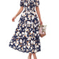 💥FREE SHIPPING💃Women's Floral Square Neck Puff Short Sleeve Smocked Tiered Dress