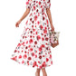 💥FREE SHIPPING💃Women's Floral Square Neck Puff Short Sleeve Smocked Tiered Dress