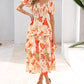💥FREE SHIPPING💃Women's Floral Square Neck Puff Short Sleeve Smocked Tiered Dress