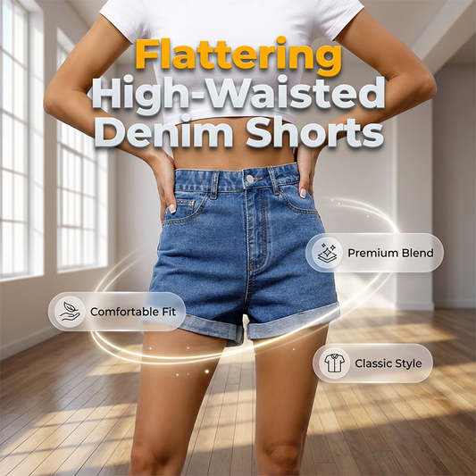 🔥50% OFF👖Women's High-Rise Cuffed Denim Shorts Casual Trendy Jeans Bottoms