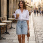 🔥Last Day Sale 60% OFF🥰 High Waist Knee Length Denim Shorts Trendy Ladies Casual Wear