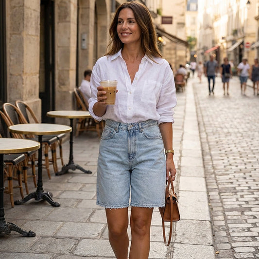 🔥Last Day Sale 60% OFF🥰 High Waist Knee Length Denim Shorts Trendy Ladies Casual Wear