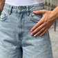 🔥Last Day Sale 60% OFF🥰 High Waist Knee Length Denim Shorts Trendy Ladies Casual Wear