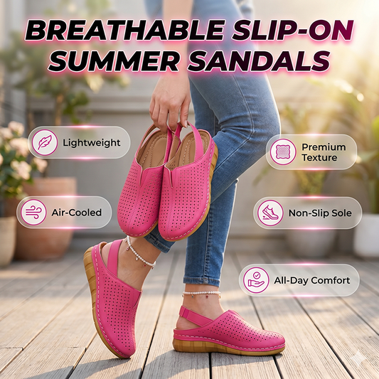 🏖️👡50% OFF Women’s Perforated Sandals – All-Day Comfort with a Chic Lift, Breathable Hollow Slip On Sandals, Lightweight Shock Absorbing Walking Shoes for Beach Daily Wear