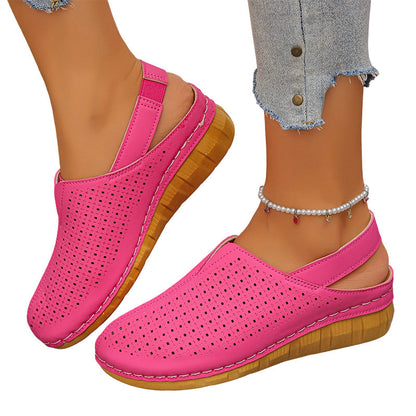 🏖️👡50% OFF Women’s Perforated Sandals – All-Day Comfort with a Chic Lift, Breathable Hollow Slip On Sandals, Lightweight Shock Absorbing Walking Shoes for Beach Daily Wear