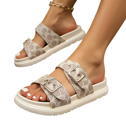 🔥🔥Free Shipping 🚨Limited Time 50% Off 👡Women's Double Buckle Platform Slide Sandals