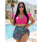 ⏰Last Day Sale 65% OFF Tropical Print Skirted Two Piece Swimsuit Quick Dry Beach Bathing Suit