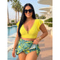 ⏰Last Day Sale 65% OFF Tropical Print Skirted Two Piece Swimsuit Quick Dry Beach Bathing Suit