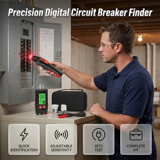 ⏳Time-Limited Special 50% OFF Digital Circuit Breaker Finder and Outlet Tester Kit, LCD GFCI Socket Tester with Audible & Visual Alarm,  Electricians & DIY Home Repair
